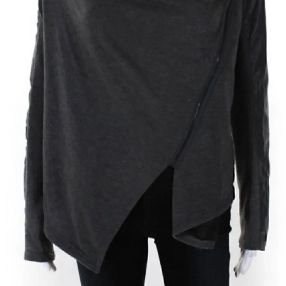 Blank NYC  Womens Faux Leather Cowl Neck Asymmetrical Zip lightweight jacket